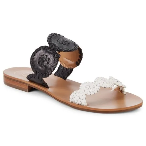 JACK ROGERS Colorblock Leather Slide Sandals
