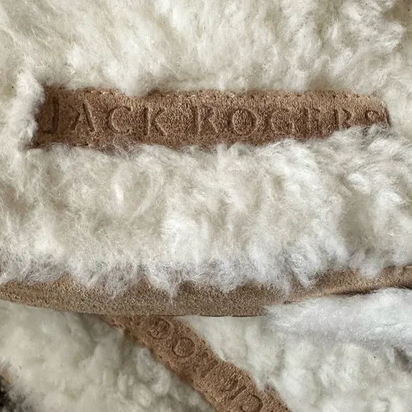 JACK ROGERS LEXI FAUX WHITE FUR CRISS CROSS OVER SANDAL SLIDES 8.5