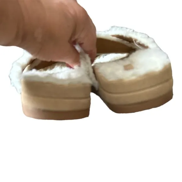 JACK ROGERS LEXI FAUX WHITE FUR CRISS CROSS OVER SANDAL SLIDES 8.5