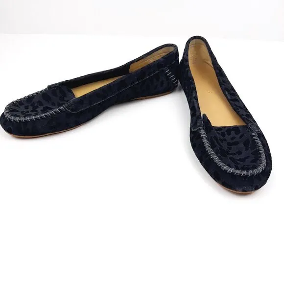 Jack Rogers Millie Black Leopard Print Suede Loafers Slip On Shoes Sz 10 Cute