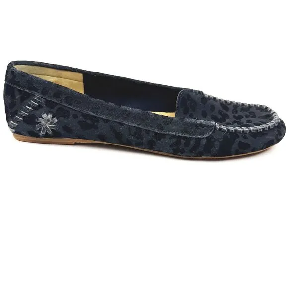 Jack Rogers Millie Black Leopard Print Suede Loafers Slip On Shoes Sz 10 Cute