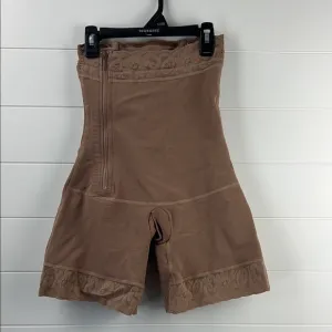 Jackie London 2035 shapewear shorts set tan lace and mesh zip up size large 36