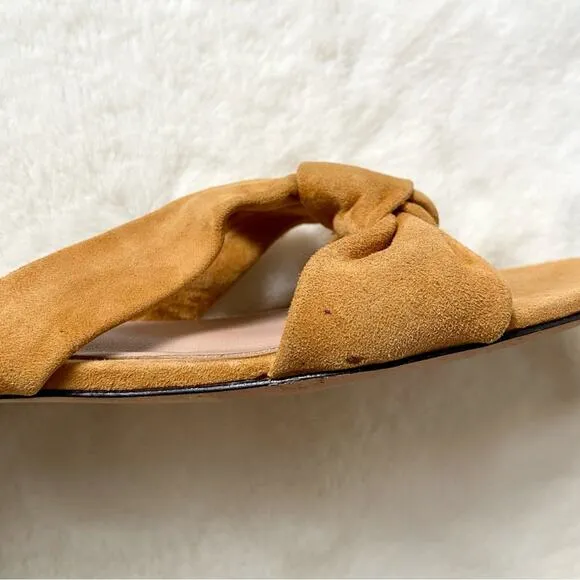James Chan Mustard Yellow Suede Kara Slide Sandals Size 8.5