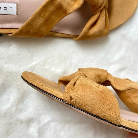 James Chan Mustard Yellow Suede Kara Slide Sandals Size 8.5