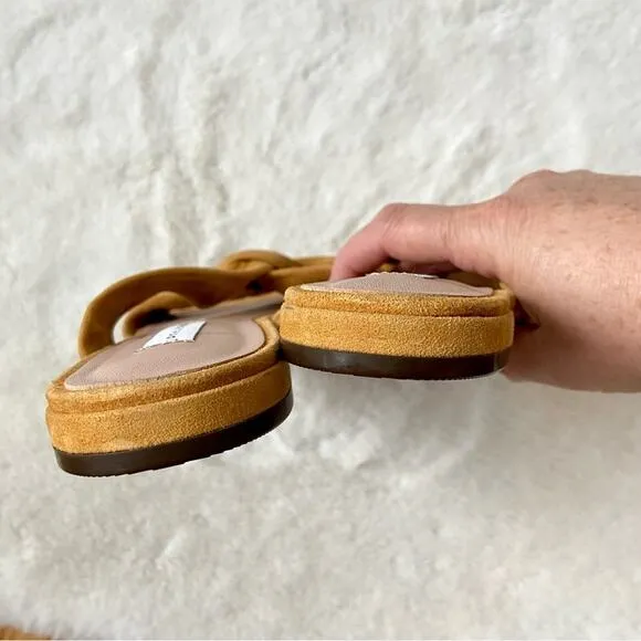 James Chan Mustard Yellow Suede Kara Slide Sandals Size 8.5
