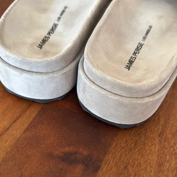 James Perse Beige Suede Slides
