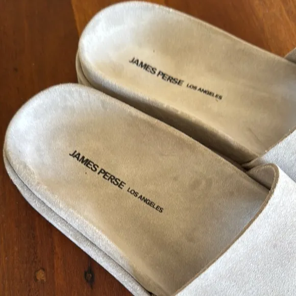 James Perse Beige Suede Slides