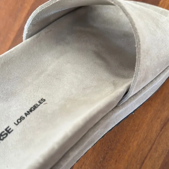 James Perse Beige Suede Slides