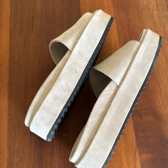 James Perse Beige Suede Slides