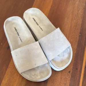 James Perse Beige Suede Slides