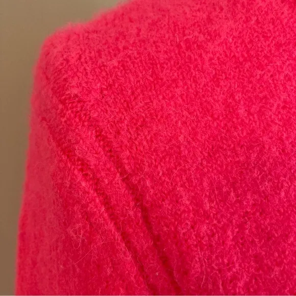 JCREW Hot Fluorescent Neon Pink Soft Wool Polyamide Turtleneck Sweater Dress NWT