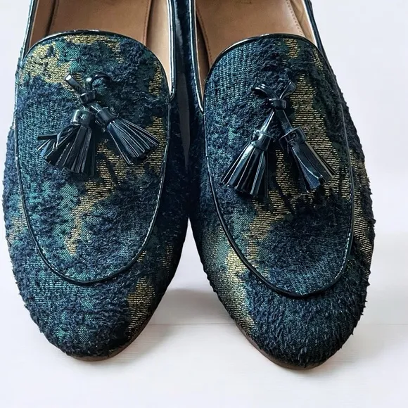 J.Crew Shimmer Multi Shimmer Stacked-heel Loafers Flats Size 11