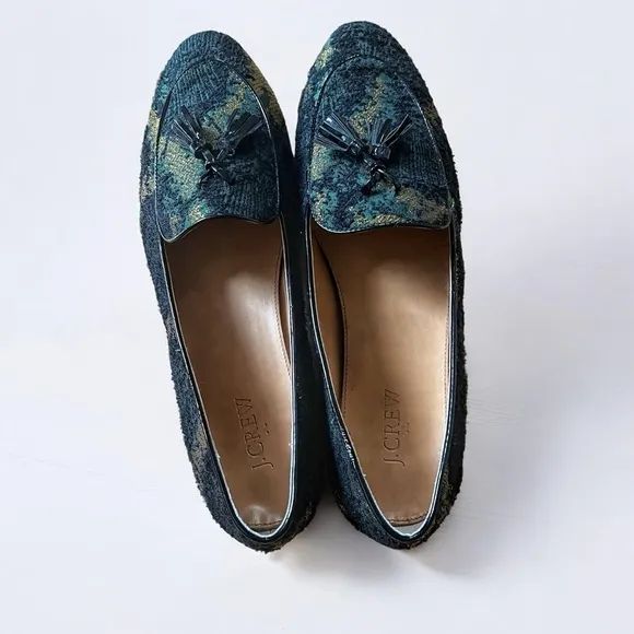 J.Crew Shimmer Multi Shimmer Stacked-heel Loafers Flats Size 11