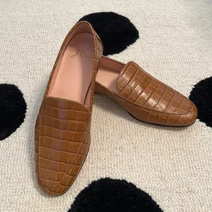 J.Crew Tan Crocodile Embossed Loafers