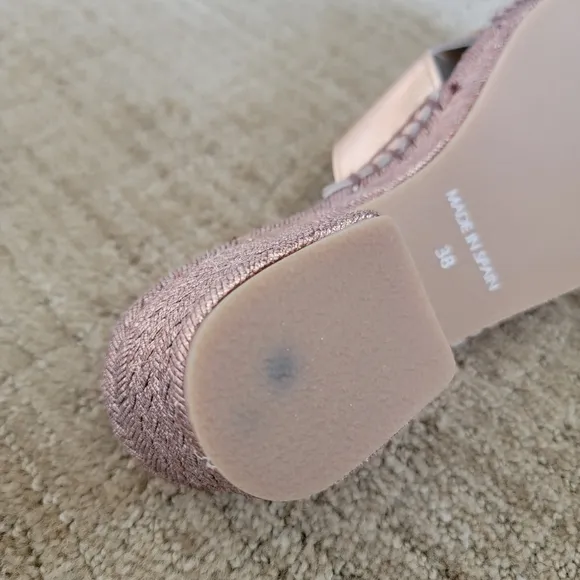 Jeffrey Campbell Monada Espadrille Slide Sandals in Rose Gold, Size 38