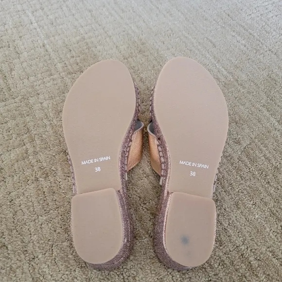 Jeffrey Campbell Monada Espadrille Slide Sandals in Rose Gold, Size 38