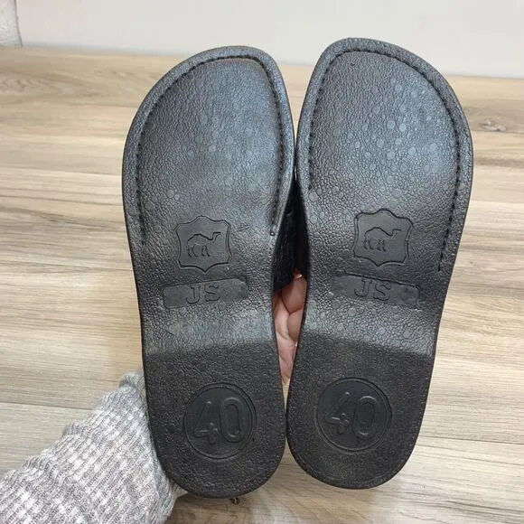 Jerusalem The Good Shepherd Leather Slide Sandals Men 40 US 7 Womens 9 Hand Made