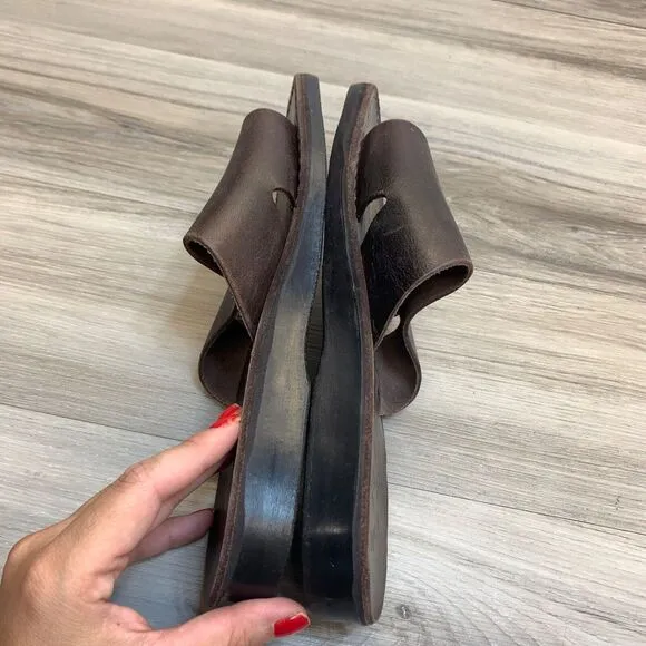 Jerusalem The Good Shepherd Leather Slide Sandals Men 40 US 7 Womens 9 Hand Made
