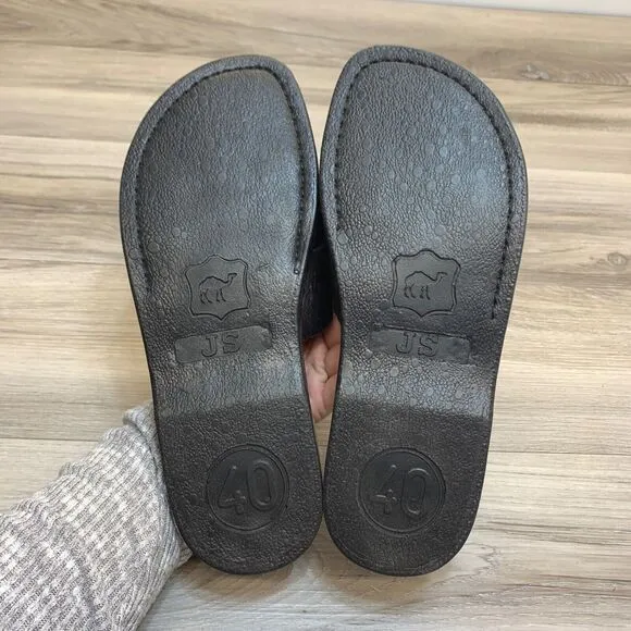 Jerusalem The Good Shepherd Leather Slide Sandals Men 40 US 7 Womens 9 Hand Made
