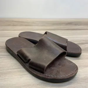 Jerusalem The Good Shepherd Leather Slide Sandals Men 40 US 7 Womens 9 Hand Made
