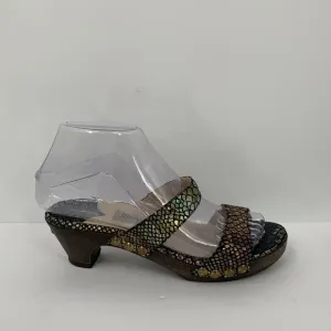 Jimmy Choo Kershaw slide double strap sandal shoe clog metallic snake wood 36 6