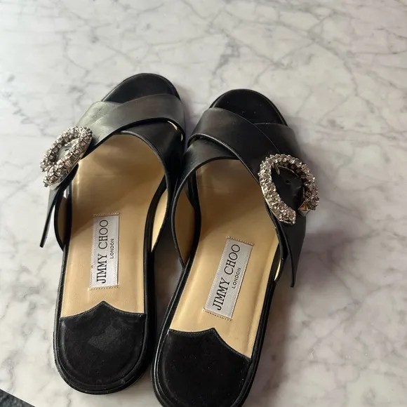 Jimmy choo Marle Crystal Embellished Slide Sandals