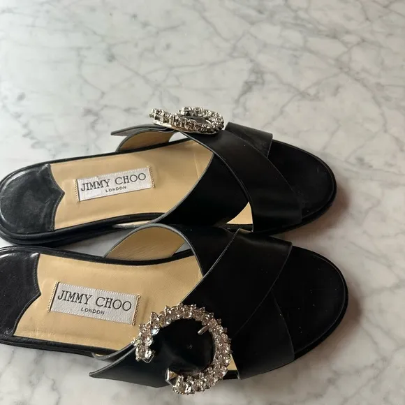 Jimmy choo Marle Crystal Embellished Slide Sandals