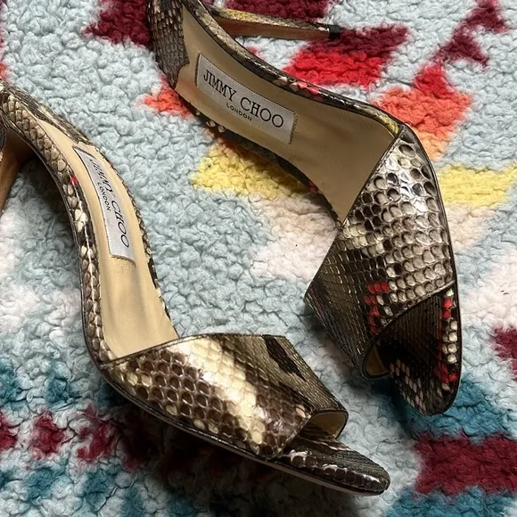 Jimmy Choo Stacey snakeskin slide sandals