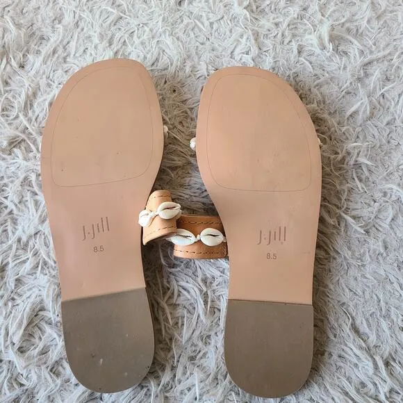 J.Jill Leather Slide Sandals With Seashells Women's Size 8.5