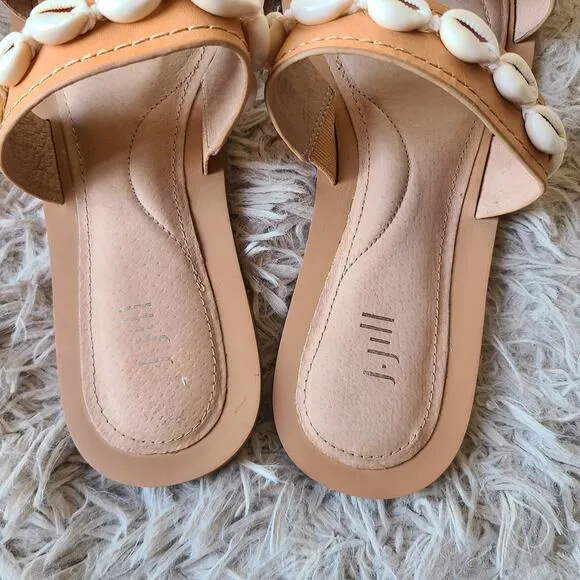 J.Jill Leather Slide Sandals With Seashells Women's Size 8.5