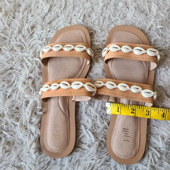 J.Jill Leather Slide Sandals With Seashells Women's Size 8.5