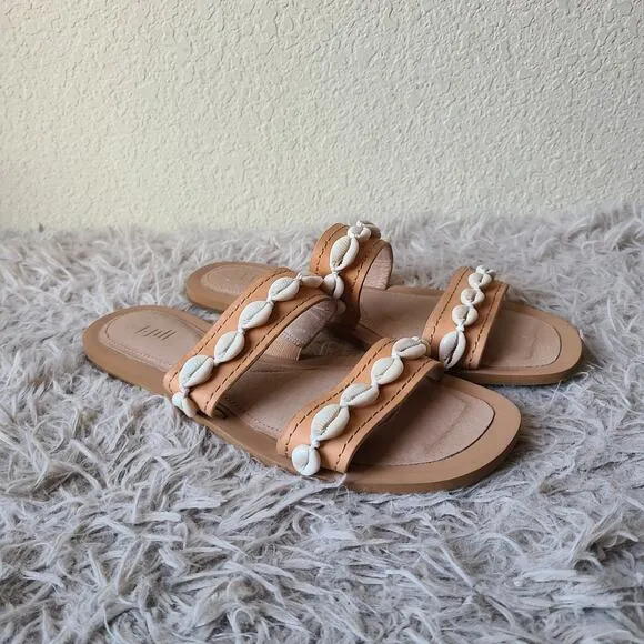 J.Jill Leather Slide Sandals With Seashells Women's Size 8.5