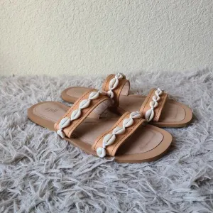 J.Jill Leather Slide Sandals With Seashells Women's Size 8.5