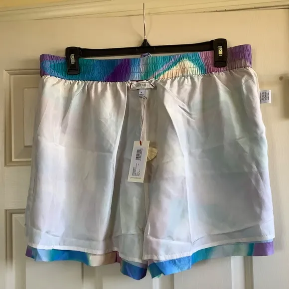 Johnny Was Merida Marble Drawstring Silk Short SZ XL