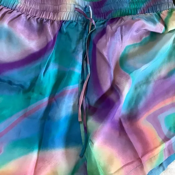 Johnny Was Merida Marble Drawstring Silk Short SZ XL