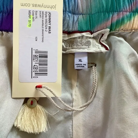 Johnny Was Merida Marble Drawstring Silk Short SZ XL