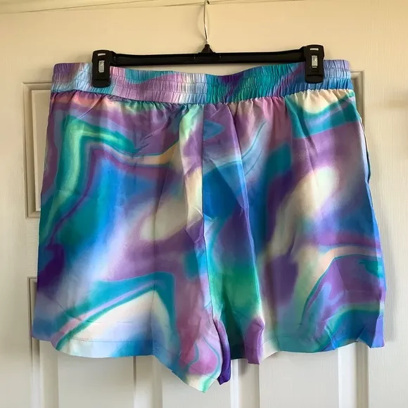Johnny Was Merida Marble Drawstring Silk Short SZ XL