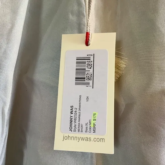 Johnny Was Merida Marble Drawstring Silk Short SZ XL