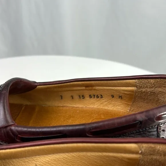 Johnston &amp; Murphy Cellini Burgundy Leather Wingtip Tassel Loafers