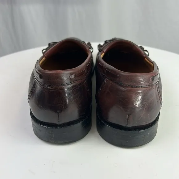 Johnston &amp; Murphy Cellini Burgundy Leather Wingtip Tassel Loafers