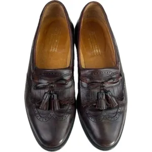 Johnston &amp; Murphy Cellini Burgundy Leather Wingtip Tassel Loafers