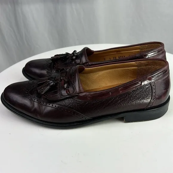 Johnston &amp; Murphy Cellini Burgundy Leather Wingtip Tassel Loafers