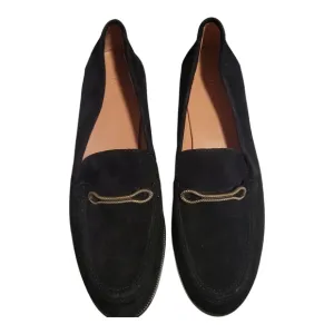Joie Linita Black and Gold Slip-On Loafers with Textured Fabric Size 9.5