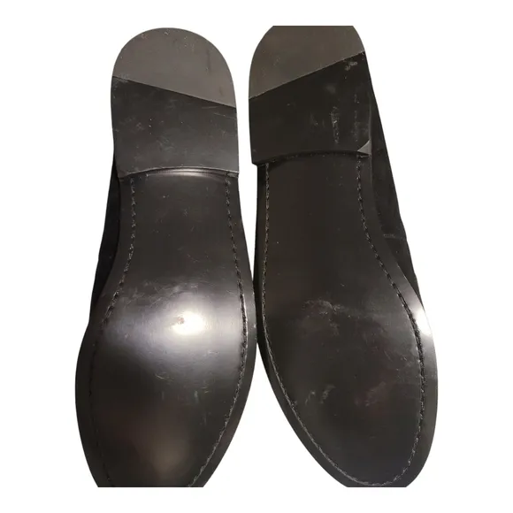 Joie Linita Black and Gold Slip-On Loafers with Textured Fabric Size 9.5