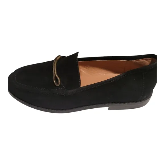 Joie Linita Black and Gold Slip-On Loafers with Textured Fabric Size 9.5