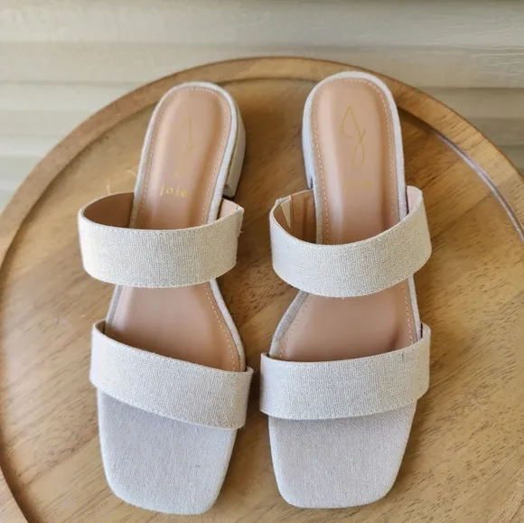 Joie Nolita cream canvas sandals slide