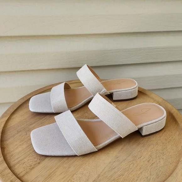 Joie Nolita cream canvas sandals slide