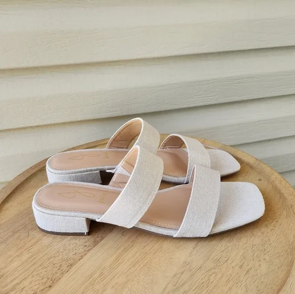 Joie Nolita cream canvas sandals slide