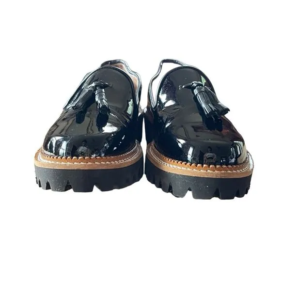 Jon Josef Black Patent Leather Gogo Heeled Loafers Shoes Size 36 6