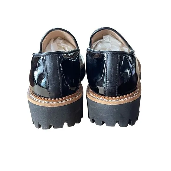 Jon Josef Black Patent Leather Gogo Heeled Loafers Shoes Size 36 6